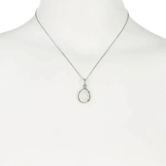 NEW Adornia Beckett Moonstone Slice Diamond Halo Black Rhodium Sterling Silver - Picture 2 of 2